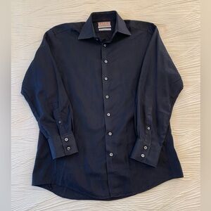 Thomas Pink Black Slim Fit Button Down Dress Shirt, size 15.5/Medium